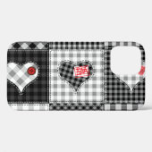 Coques Case-Mate iPhone Coeurs Noir Blanc Patchwork Sans Couleur. (Verso (horizontal))