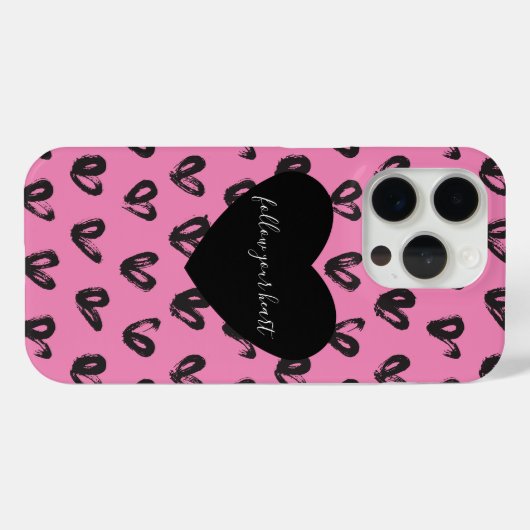 Coques Case-Mate iPhone Coeurs noirs roses (Verso (horizontal))