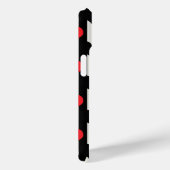 Coques Case-Mate iPhone Coeurs Noirs Rouges Sur Bandes Blanches Noires (Verso / Droite)