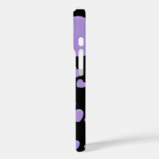 Coques iPhone 16 cœurs orange et violet à pois