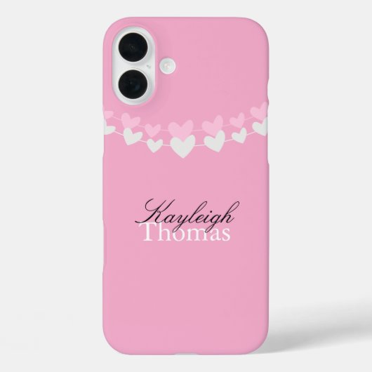 Coques Case-Mate iPhone Cœurs Personnalisés Rose et Blanc (Verso)