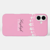 Coques Case-Mate iPhone Cœurs Personnalisés Rose et Blanc (Verso (horizontal))