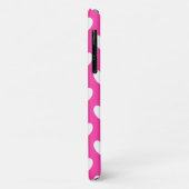 Coques Case-Mate iPhone Cœurs pois blancs sur rose fuchsia (Dos/Gauche)