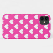 Coques Case-Mate iPhone Cœurs pois blancs sur rose fuchsia (Dos (Horizontal))