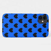 Coques Case-Mate iPhone Cœurs pois noirs sur fond bleu (Dos (Horizontal))