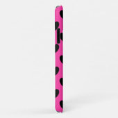Coques Case-Mate iPhone Cœurs pois noirs sur rose fuchsia (Dos/Droite)