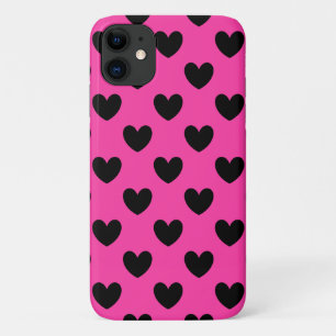 Case-Mate iPhone Case Cœurs pois noirs sur rose fuchsia