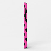 Coques Case-Mate iPhone Cœurs pois noirs sur rose fuchsia (Dos/Gauche)