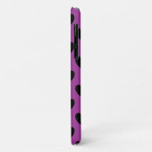 Coques Case-Mate iPhone Cœurs pois noirs sur violet (Dos/Gauche)