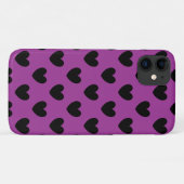 Coques Case-Mate iPhone Cœurs pois noirs sur violet (Dos (Horizontal))