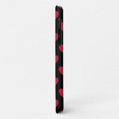 Coques Case-Mate iPhone Cœurs pois rouges sur fond noir (Dos/Gauche)