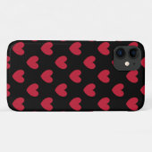 Coques Case-Mate iPhone Cœurs pois rouges sur fond noir (Dos (Horizontal))