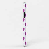 Coques Case-Mate iPhone Cœurs pois violets sur fond blanc (Dos/Droite)