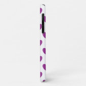 Coques Case-Mate iPhone Cœurs pois violets sur fond blanc (Dos/Gauche)