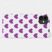 Coques Case-Mate iPhone Cœurs pois violets sur fond blanc (Dos (Horizontal))