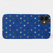 Coques Case-Mate iPhone Cœurs polka aux tons de bleu paon (Dos (Horizontal))