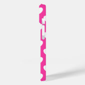 Coques Case-Mate iPhone Coeurs polka blanc sur rose fuchsia (Verso / Gauche)