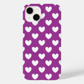 Coques Case-Mate iPhone Coeurs polka blanc sur violet (Verso)