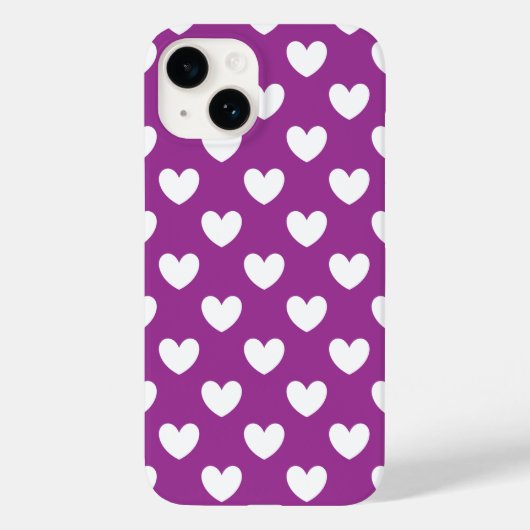 Coques Case-Mate iPhone Coeurs polka blanc sur violet (Verso)