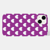 Coques Case-Mate iPhone Coeurs polka blanc sur violet (Verso (horizontal))