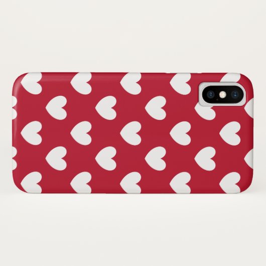 Coques Case-Mate iPhone Coeurs polka blancs et rouges (Dos (Horizontal))