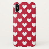 Coques Case-Mate iPhone Coeurs polka blancs et rouges (Dos)