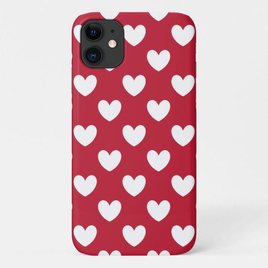Coques Case-Mate iPhone Coeurs polka blancs et rouges (Dos)