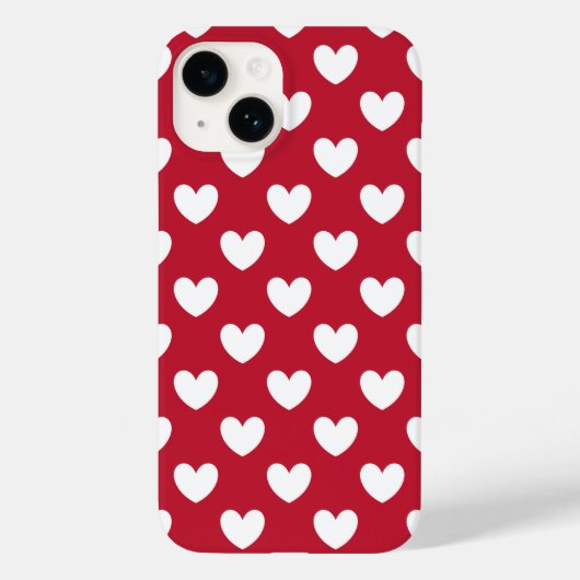 Coques Case-Mate iPhone Coeurs polka blancs et rouges (Verso)