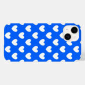 Coques Case-Mate iPhone Coeurs polka blancs sur bleu (Verso (horizontal))