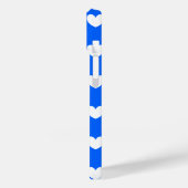 Coques Case-Mate iPhone Coeurs polka blancs sur bleu (Verso / Gauche)