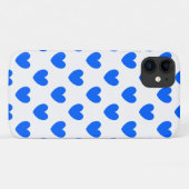Coques Case-Mate iPhone Coeurs polka bleu sur blanc (Dos (Horizontal))