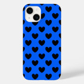 Coques Case-Mate iPhone Coeurs polka noirs sur bleu (Verso)
