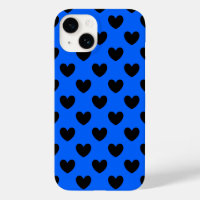Coeurs polka noirs sur bleu