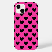 Coques Case-Mate iPhone Coeurs polka noirs sur rose fuchsia (Verso)