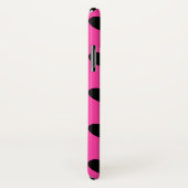 Coques Case-Mate iPhone Coeurs polka noirs sur rose fuchsia (Dos/Droite)