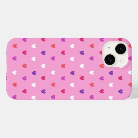 Coques Case-Mate iPhone Coeurs polka rose (Verso (horizontal))