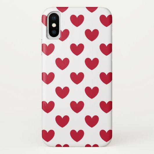 Coques Case-Mate iPhone Coeurs polka rouge sur blanc (Dos)
