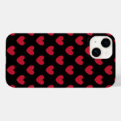 Coques Case-Mate iPhone Coeurs polka rouge sur noir (Verso (horizontal))