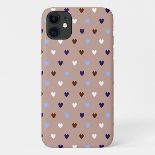 Coques Case-Mate iPhone Coeurs Polka sur brun pâle (Dos)