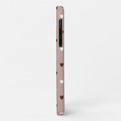 Coques Case-Mate iPhone Coeurs Polka sur brun pâle (Dos/Gauche)