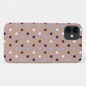 Coques Case-Mate iPhone Coeurs Polka sur brun pâle (Dos (Horizontal))