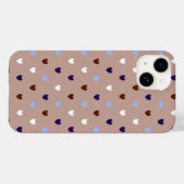 Coques Case-Mate iPhone Coeurs Polka sur brun pâle (Verso (horizontal))