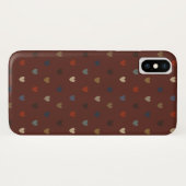 Coques Case-Mate iPhone Cœurs polka sur marron kilim (Dos (Horizontal))
