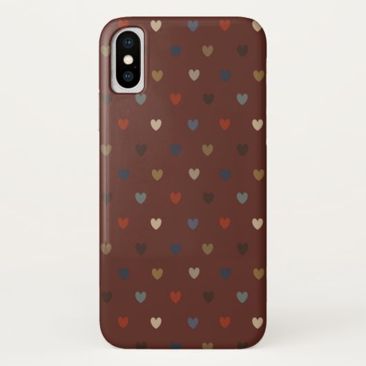 Coques Case-Mate iPhone Cœurs polka sur marron kilim (Dos)