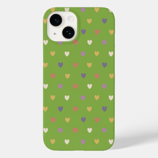 Coques Case-Mate iPhone Coeurs Polka sur vert vert (Verso)