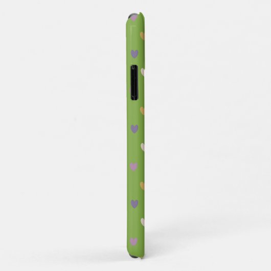 Coques Case-Mate iPhone Coeurs Polka sur vert vert (Dos/Droite)
