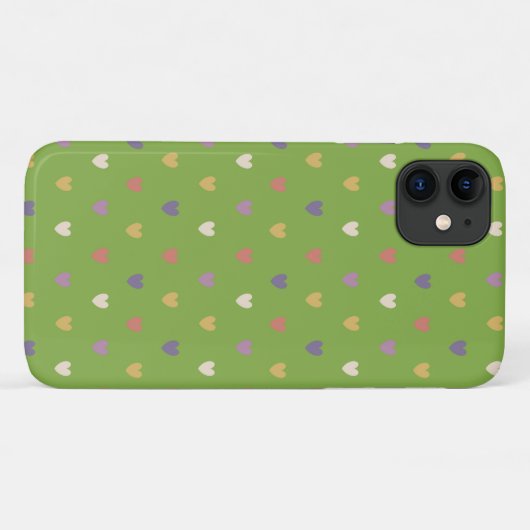 Coques Case-Mate iPhone Coeurs Polka sur vert vert (Dos (Horizontal))