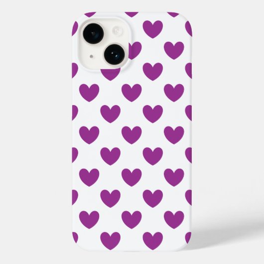 Coques Case-Mate iPhone Coeurs polka violet sur blanc (Verso)