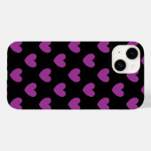 Coques Case-Mate iPhone Coeurs polka violet sur noir (Verso (horizontal))