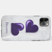 Coques Case-Mate iPhone Coeurs pourpres Personnalisés (Dos (Horizontal))